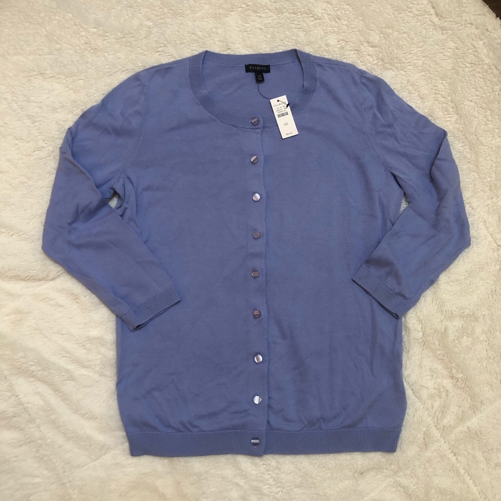 Talbots Charming Cardigan -3/4 Sleeve-Blue -Sz XS